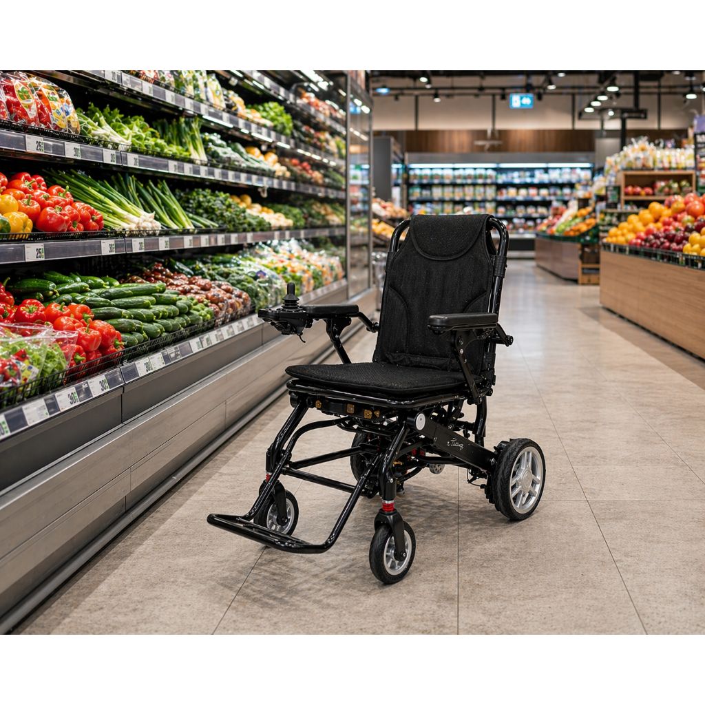 SMART TIM ultralichte elektrische rolstoel | 14,7 kg | Zwart