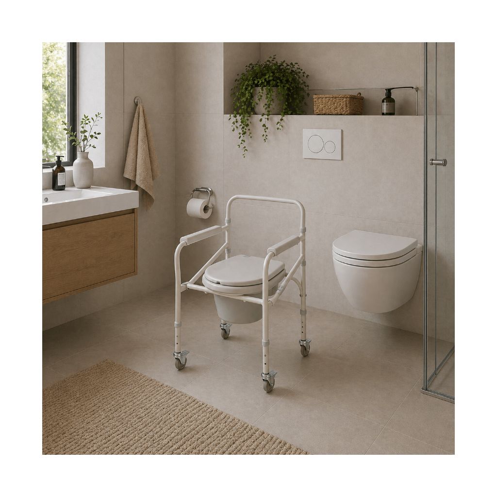 NORDIC Opvouwbaar toilet - en bekkenstoel met wielen