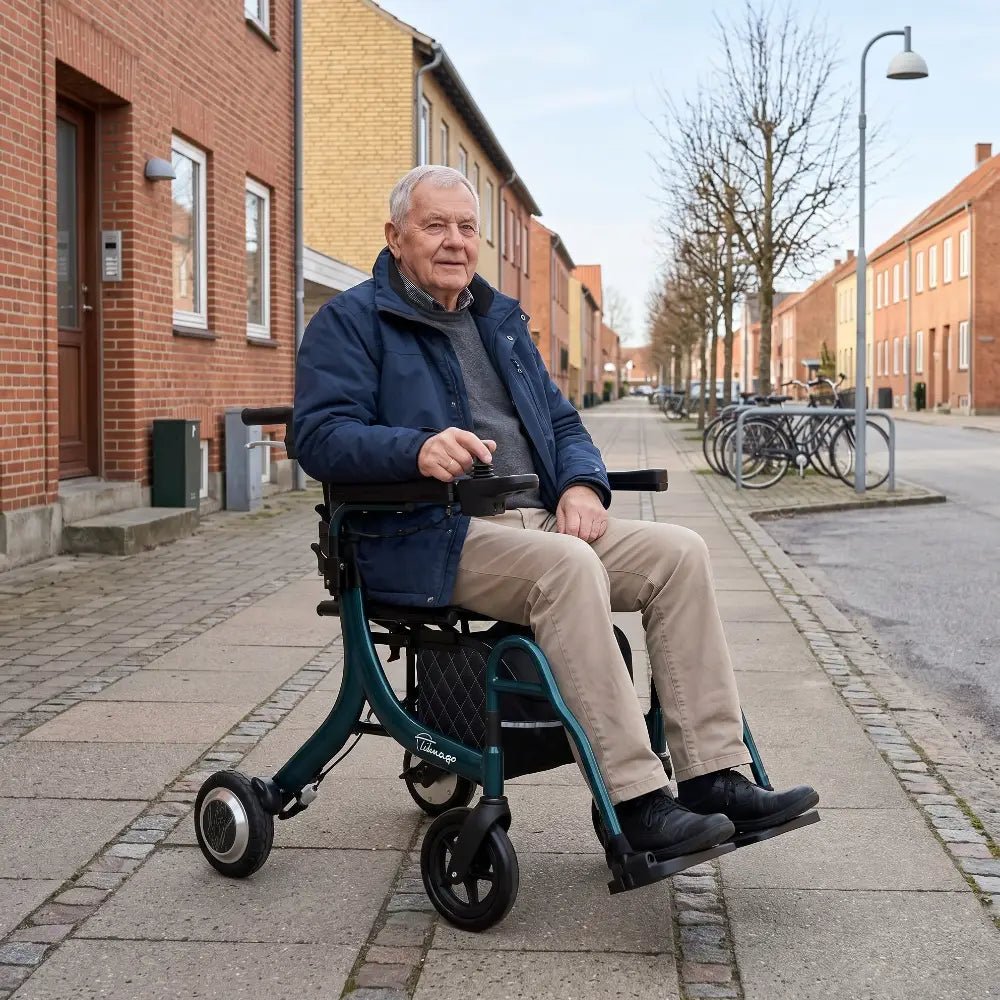Gebruik de moderne Zorro elektrische rolstoel in de stad