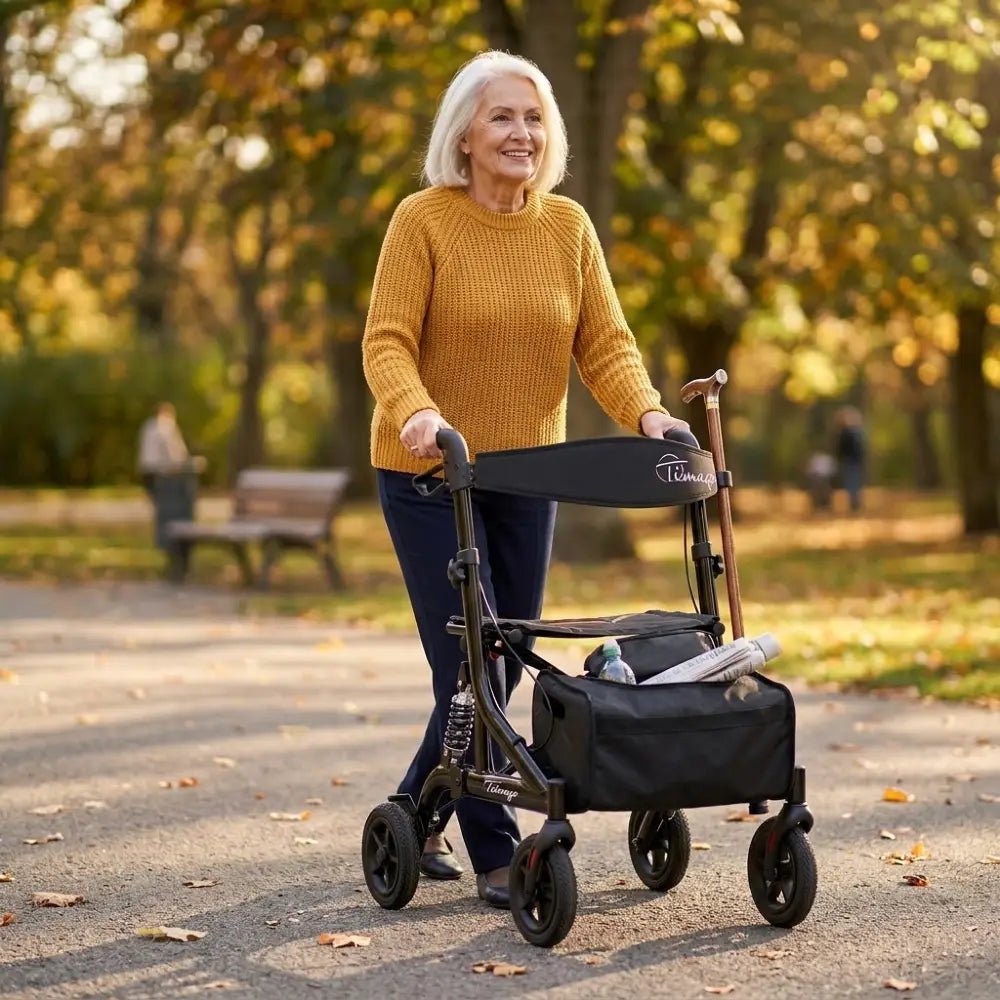 JOHNNIE lichtgewicht rollator met luchtwielen en schokdempers