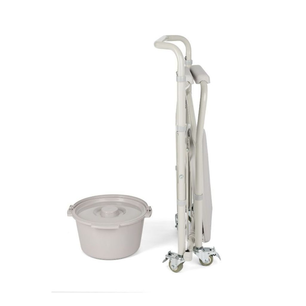 Basis opvouwbare toiletstoel / bekkenstoel met wielen