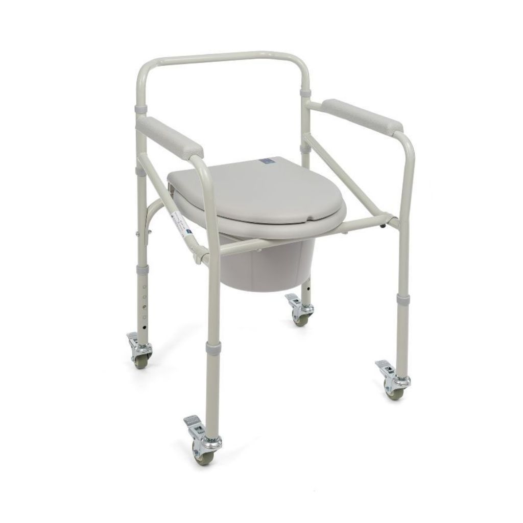 Basis opvouwbare toiletstoel / bekkenstoel met wielen