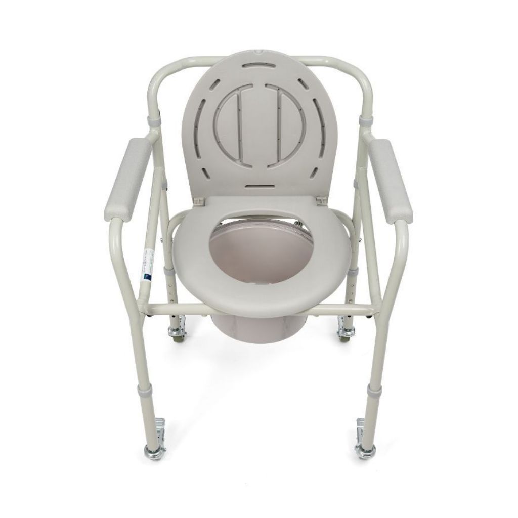 Basis opvouwbare toiletstoel / bekkenstoel met wielen