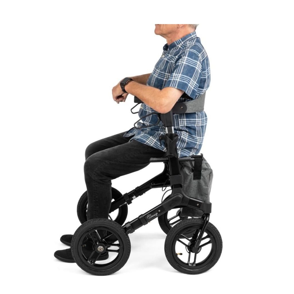 RANGER AIR BLACK rollator met luchtbanden | TIMAGO