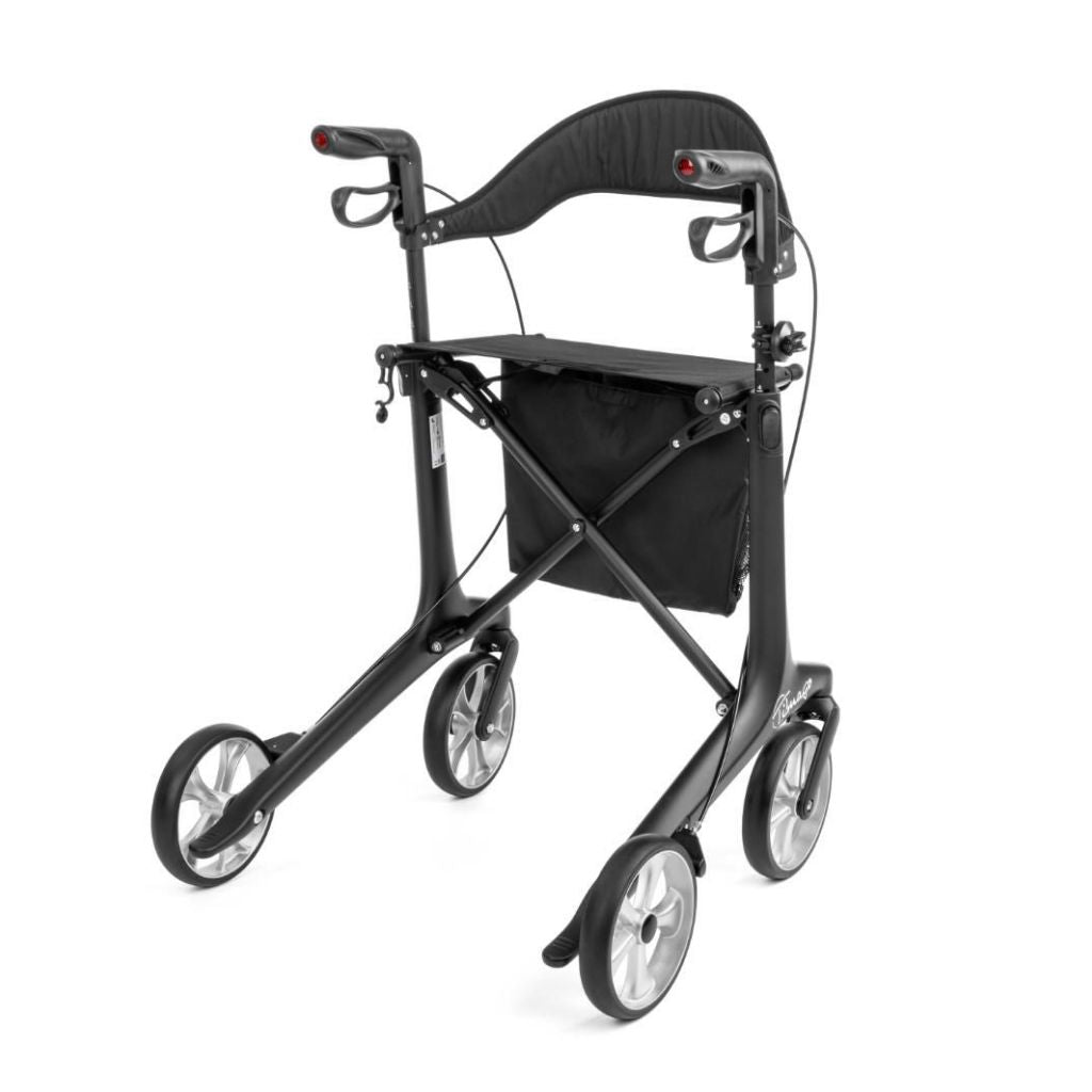 FUTURO BLACK | Koolstofvezelrollator 5,3 kg | Zachte wielen
