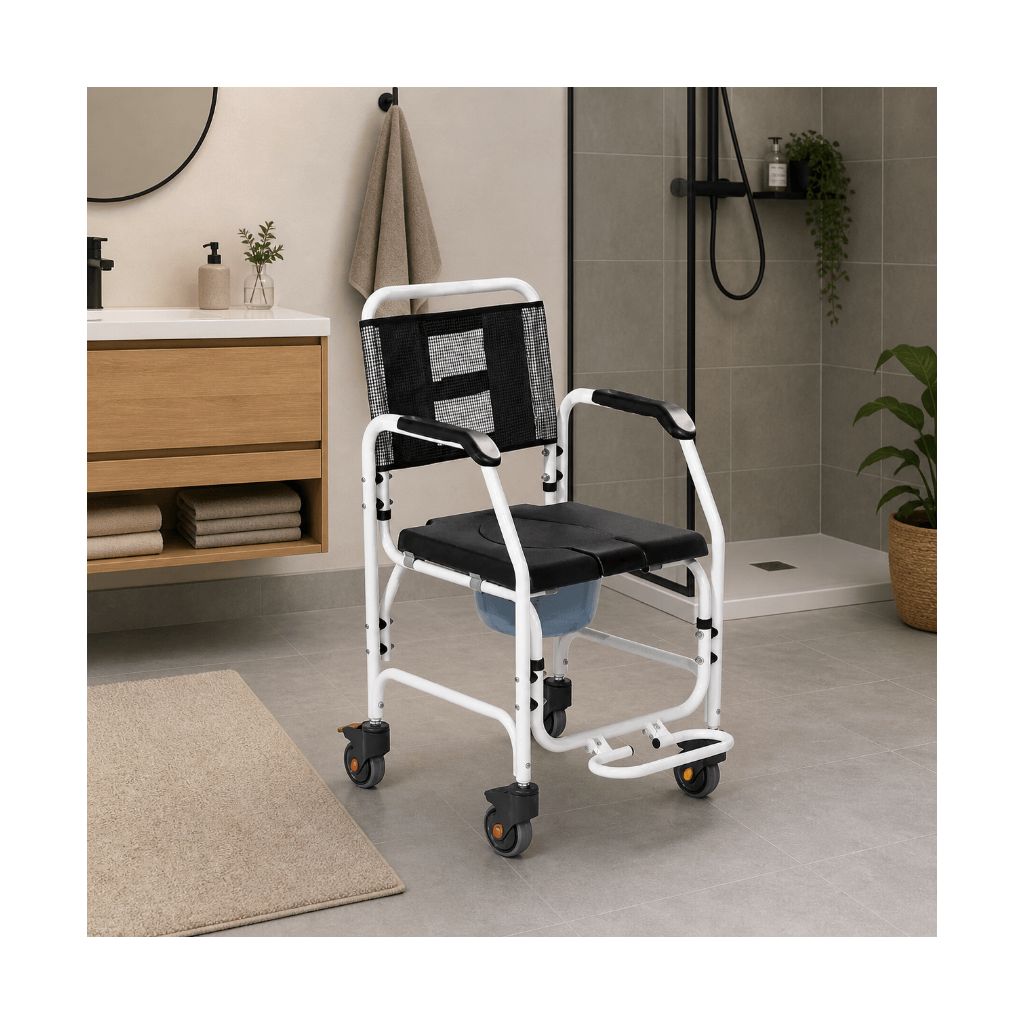 ASPER | Toilet- en badstoel met wielen | Smal model
