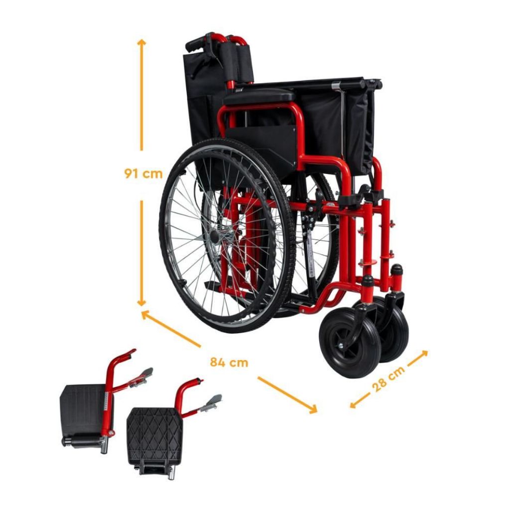 XL rolstoel | 182 kg | Zitbreedte 56 cm | Opvouwbaar
