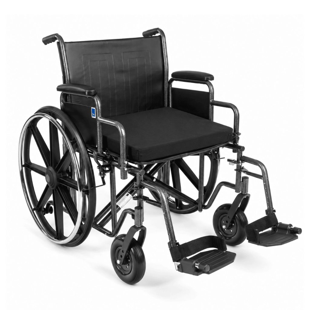 Rolstoelkussen met zwarte incontinentiehoes, 54 x 42-48 x 5 cm